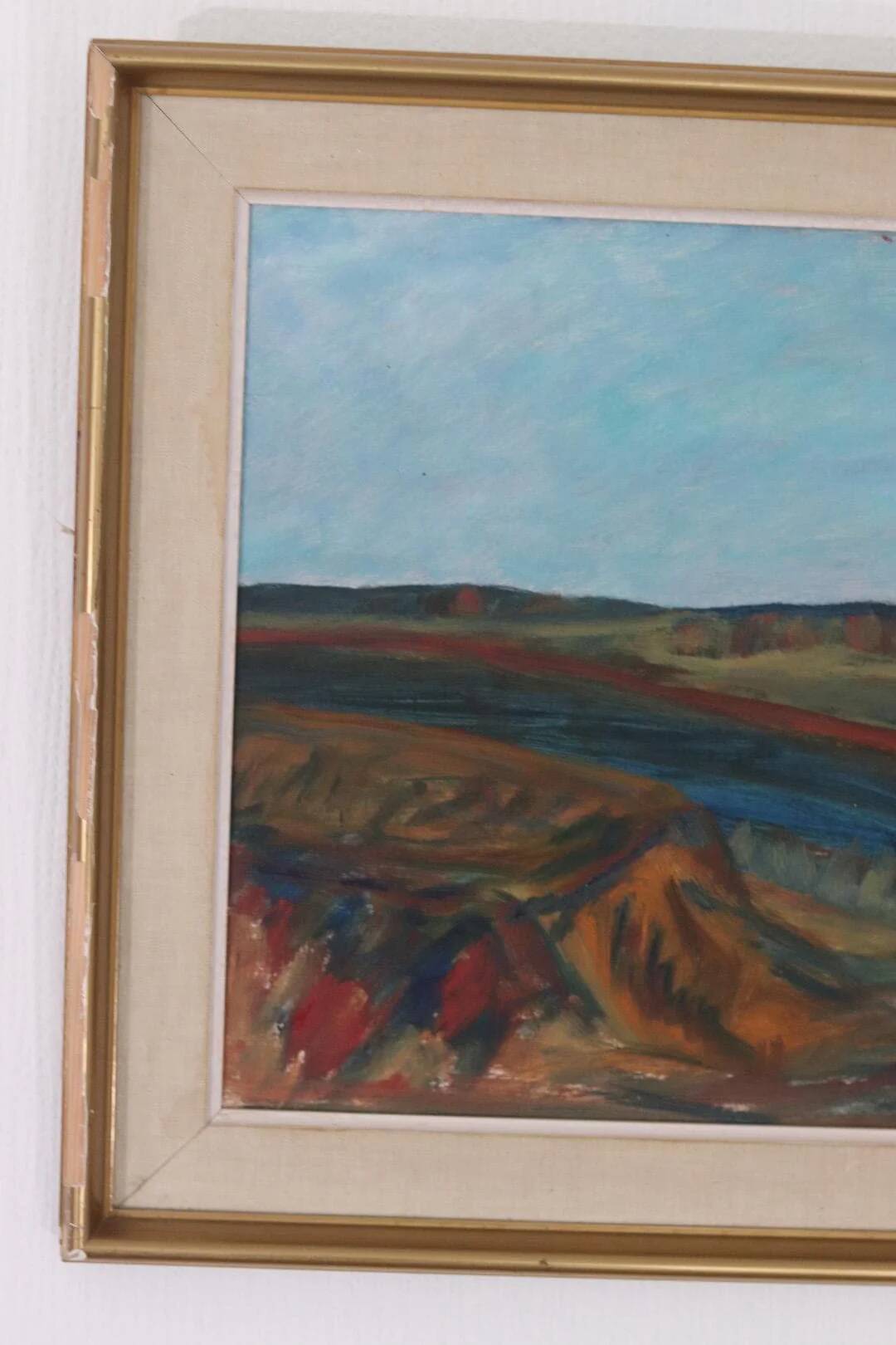 Original mid-century Swedish oil on panel – “Bold Landscape”