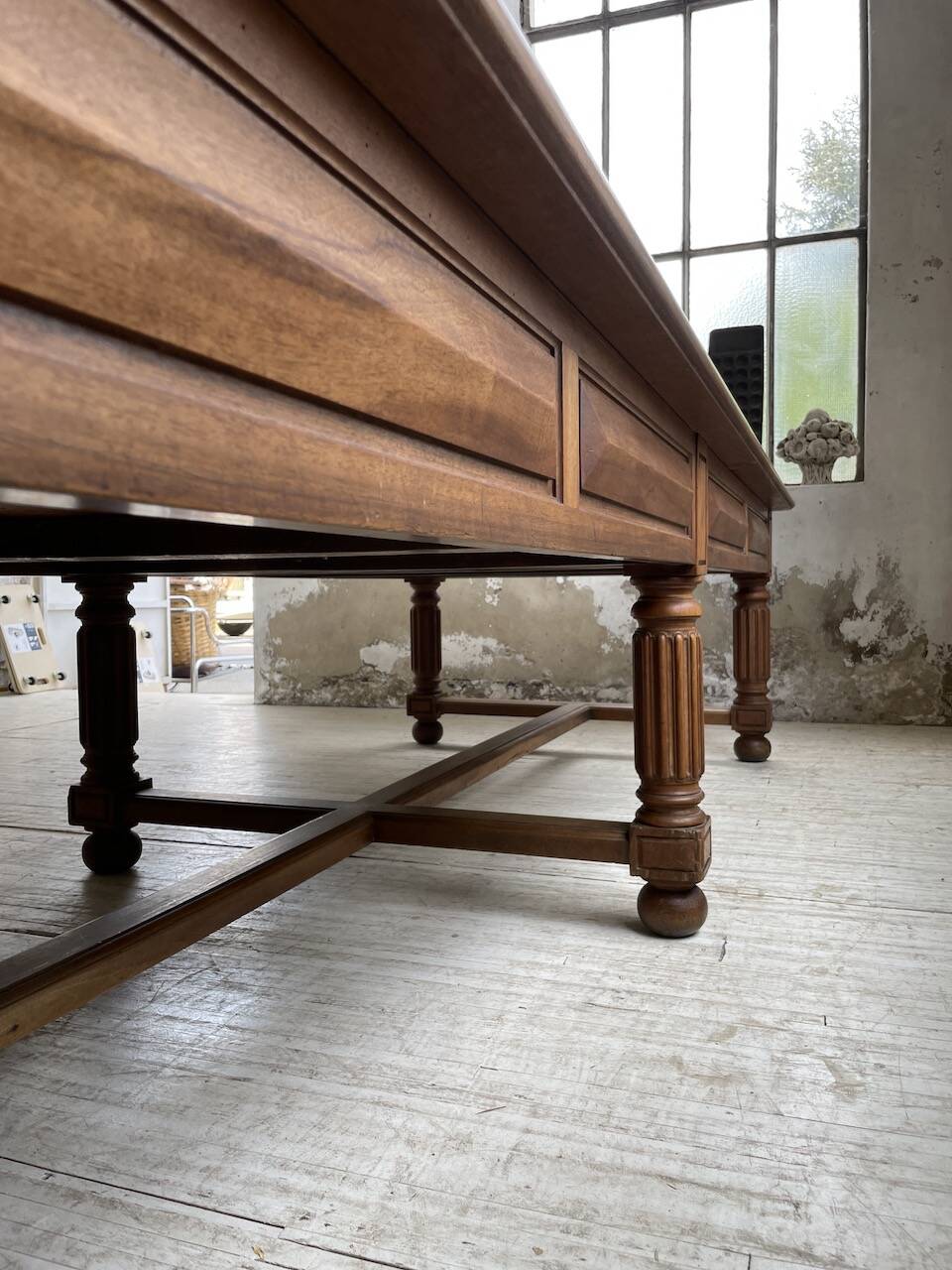 Solid walnut farmhouse castle table 1900 XXL