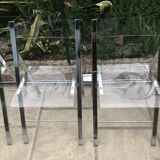 Vintage plexiglass folding chairs