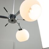 Space Age Italian Chrome and Opaline Chandelier, 1970s