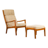 Ensemble de fauteuil à dossier haut et ottoman Senator en teck par Ole Wanscher pour Poul Jeppesen Collectors, Cado, années 1960