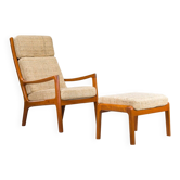 Set of Senator highback armchair & ottoman in teak by Ole Wanscher for Poul Jeppesen Collectors, Cado, 1960s