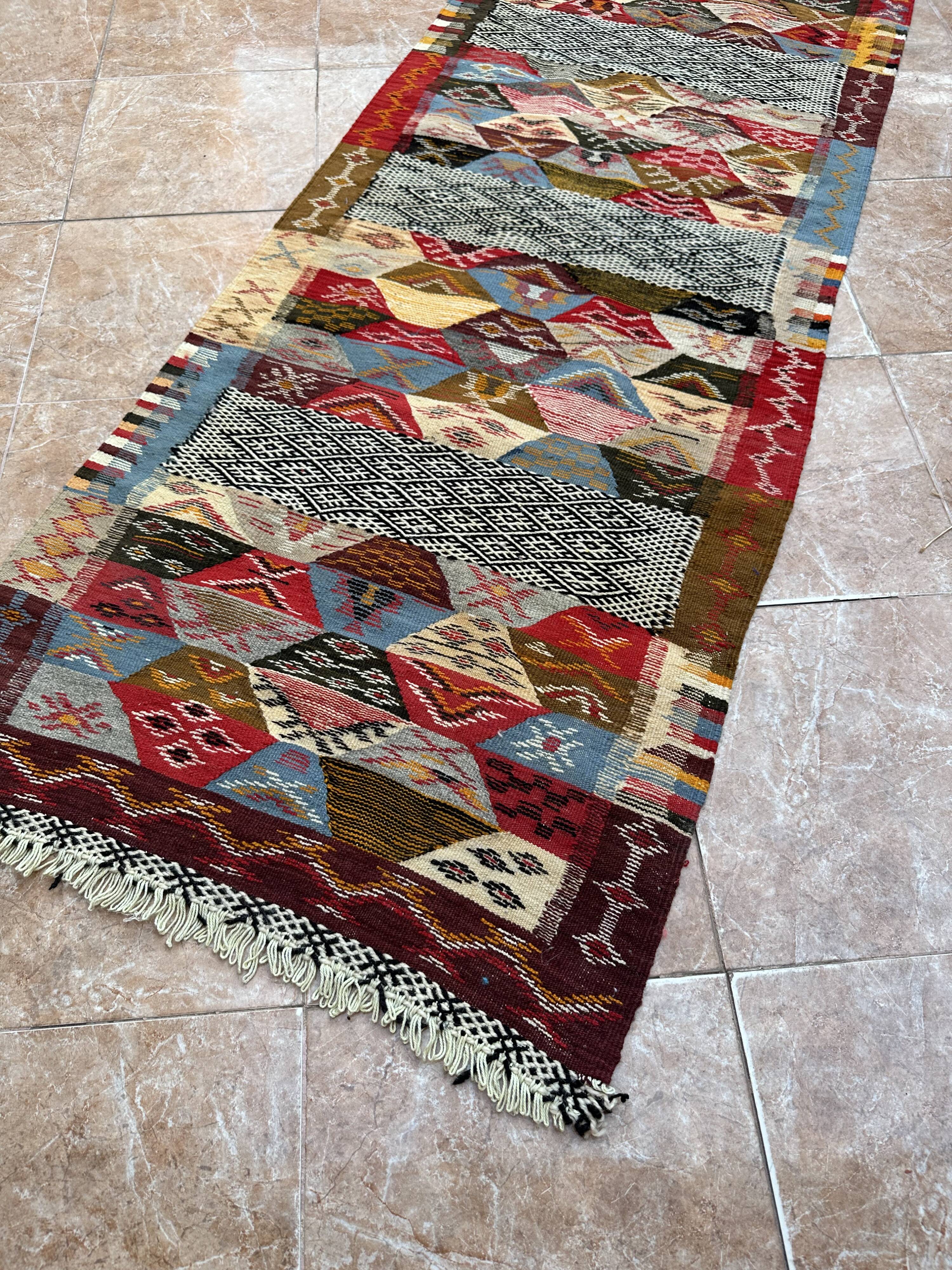 Contemporary Kilim Rug - Taznakht Kilim runner - runner - Unique runner rug - Berber rug