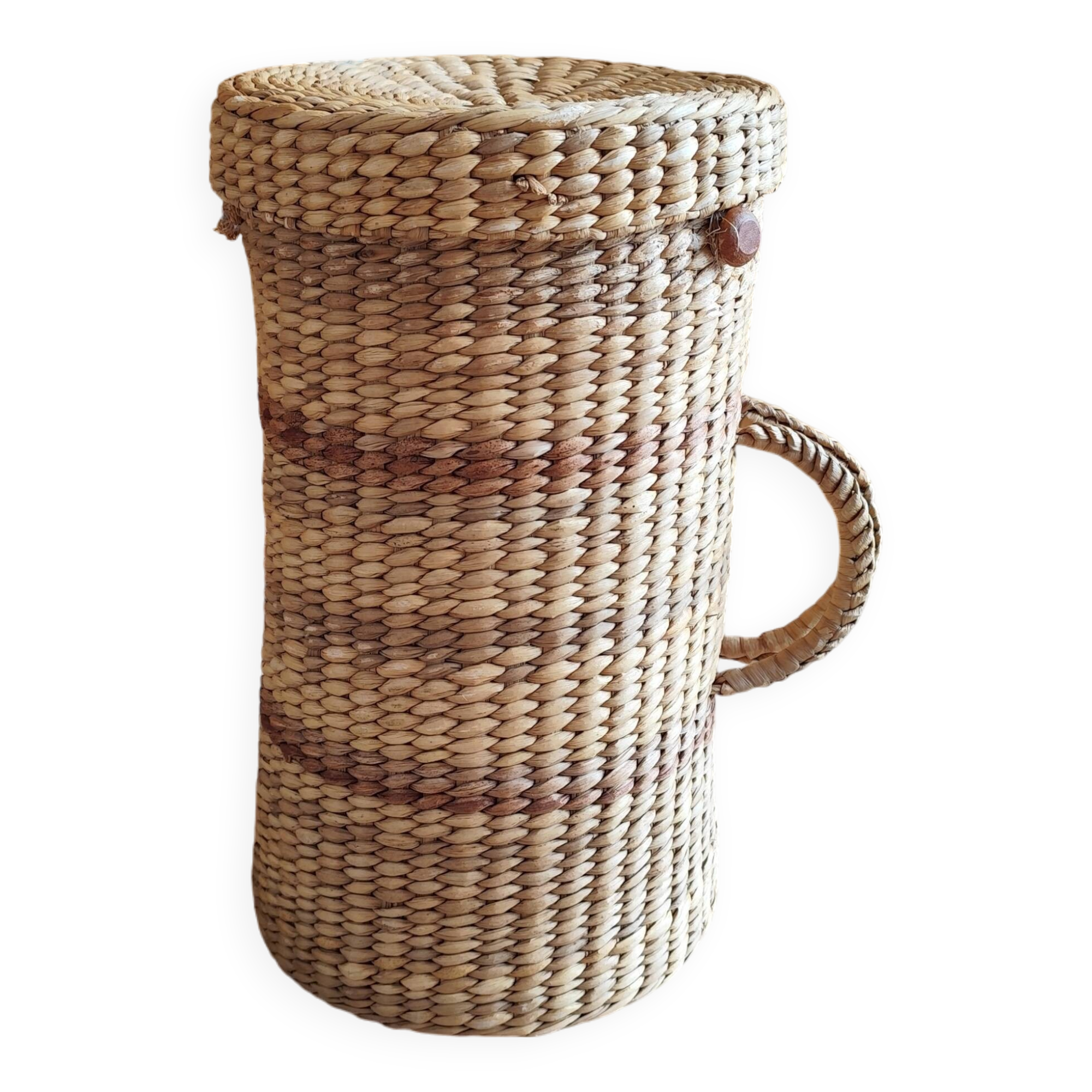 Vintage raffia wicker basket bowling bag