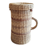 Vintage raffia wicker basket bowling bag