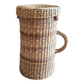 Vintage raffia wicker basket bowling bag