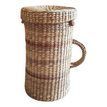 Sac bowling panier raphia osier vintage