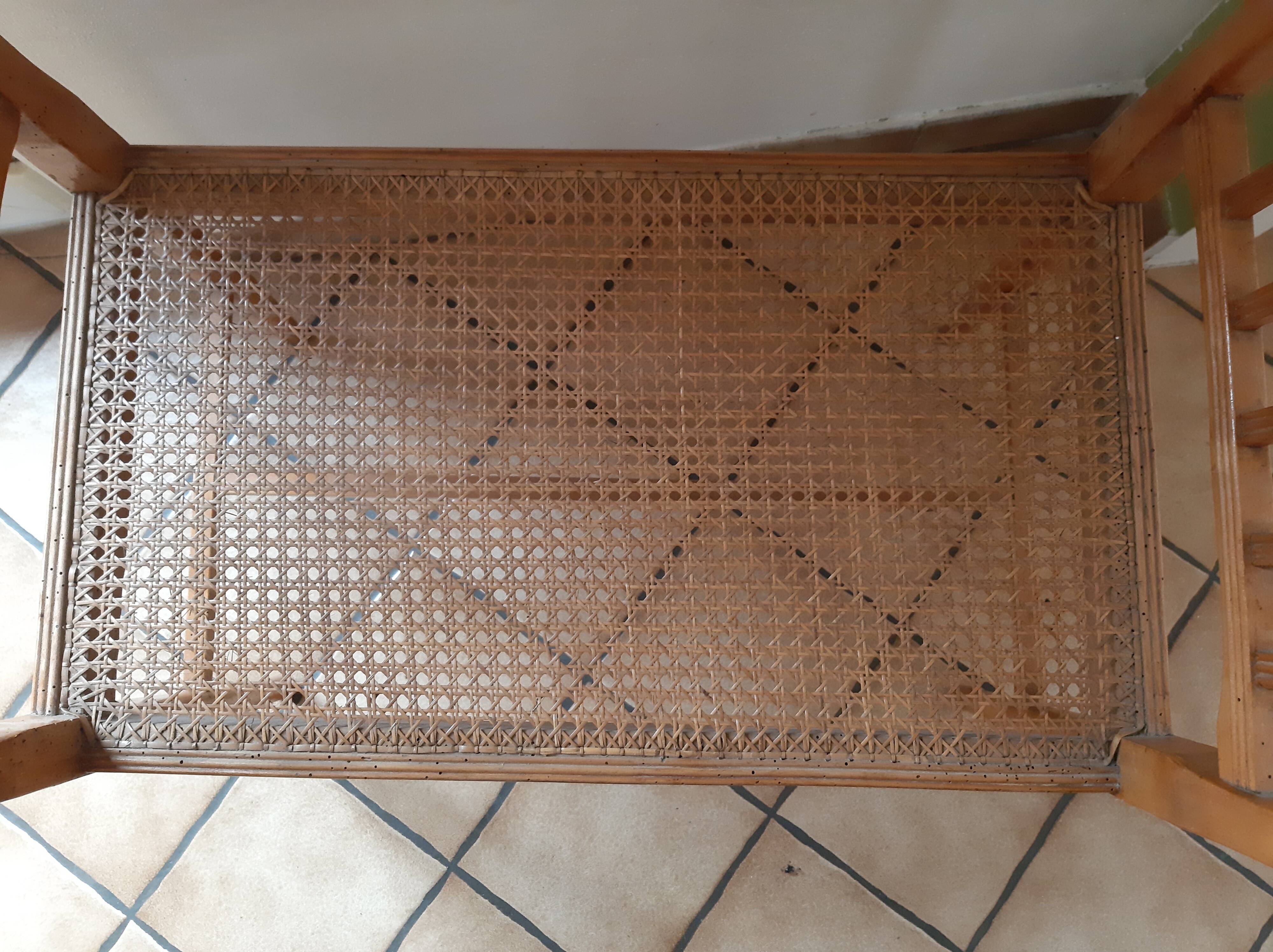 Piano bench end of empire style cane bed