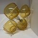 Vintage Aperitif Tray by Vereco Amber Glass and Gold Metal ⎥ 1970s