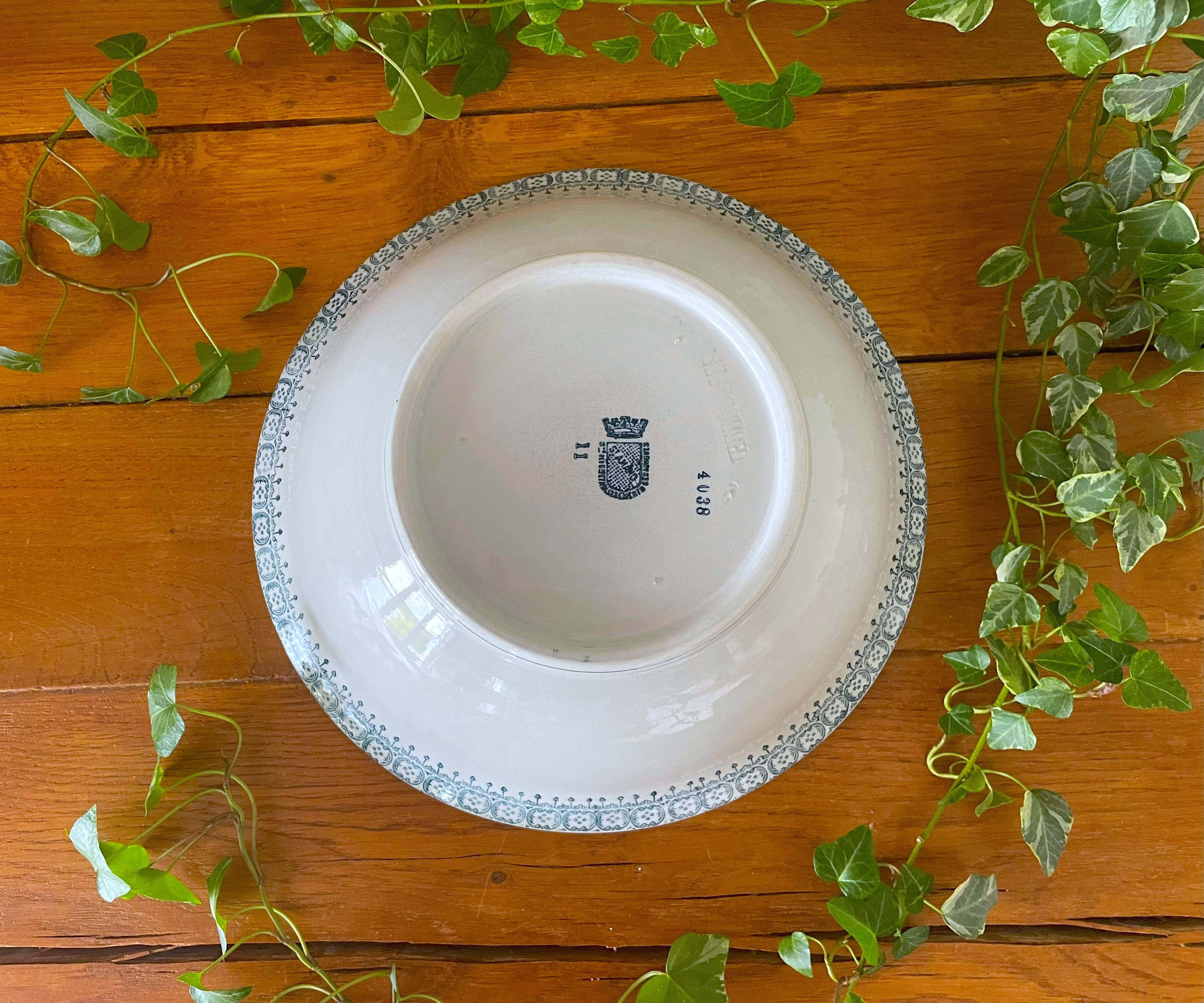 Large antique earthenware salad bowl from Saint-Amand (North)