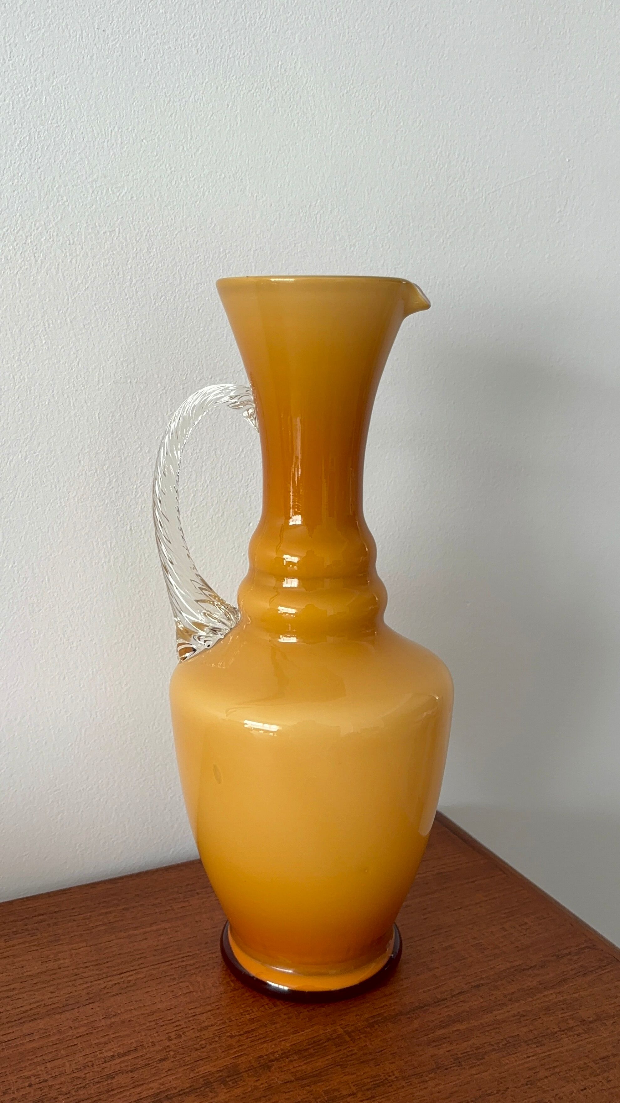 Vintage amber opaline vase retro mid-century glassware