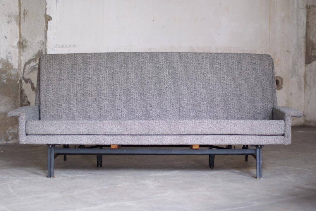 Convertible fabric sofa by Jean René Caillette edition Steiner 1961