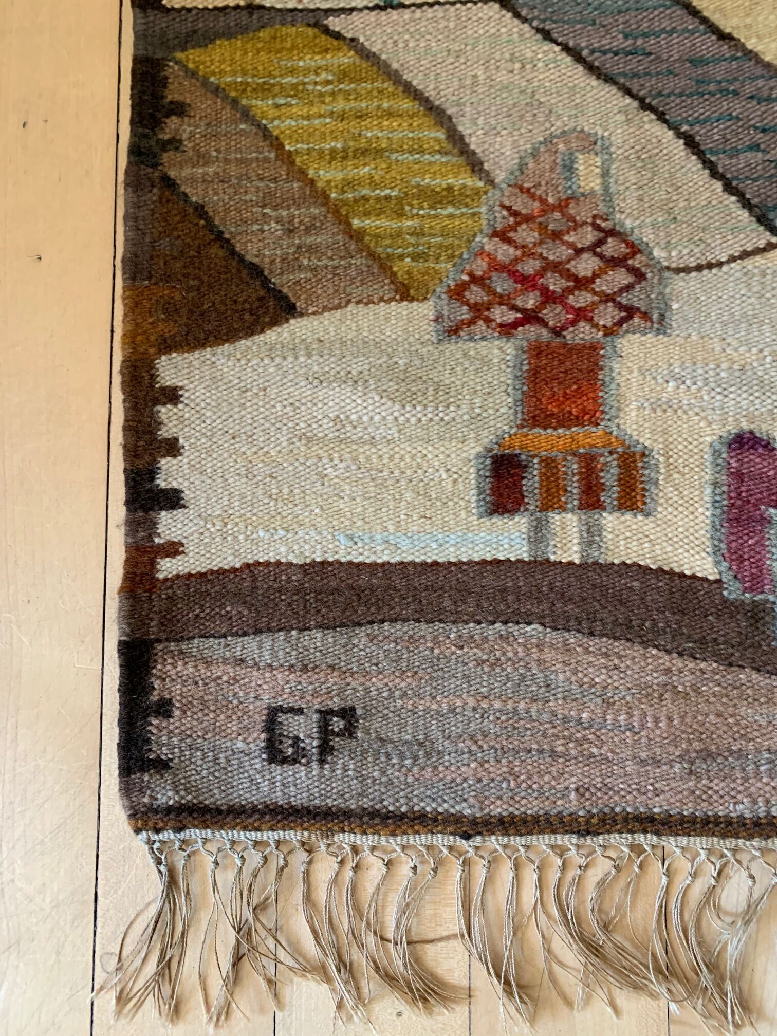Tapestry "Buffalo" designed by Piotr Grabowski Cepelia 1978