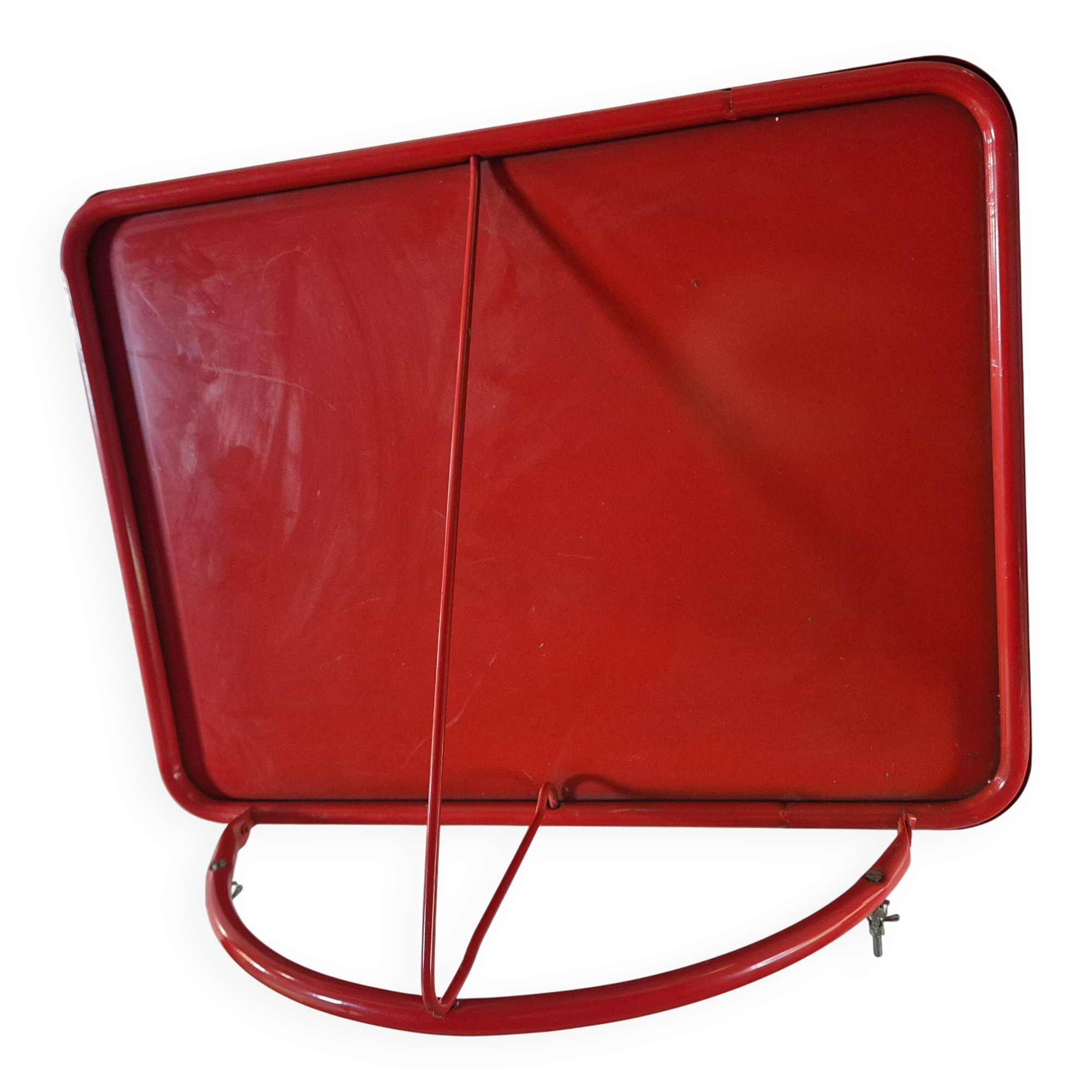 table pliante mural en metal rouge vintage