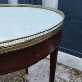 Table bouillotte ancienne avec plateau marbre style louis xvi