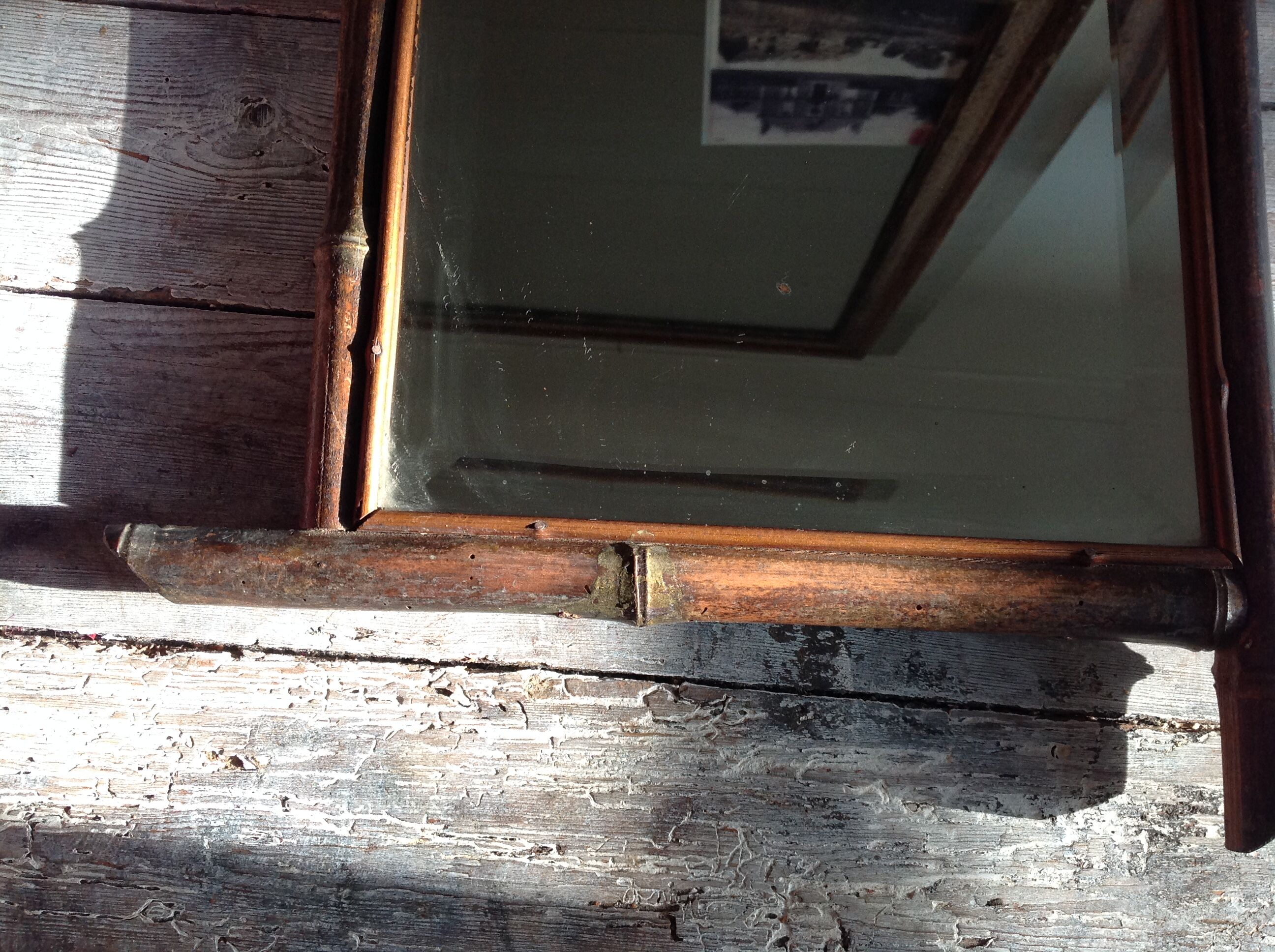 Bevelled bamboo mirror