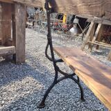Garden bench cast iron bases and wooden seat