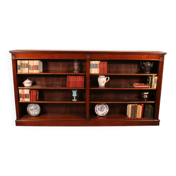 Large Open Mahogany Bookcase Of2.41 Meters Long—19th Century