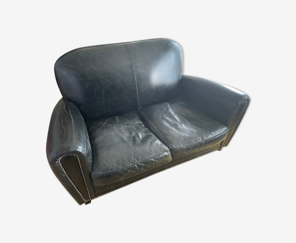 Canapé en cuir noir Oxford Maisons du Monde
