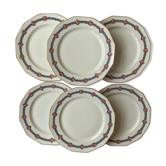 6 assiettes guirlande de roses