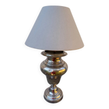 Large silver metal lamp with classic baluster o