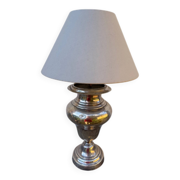 Large silver metal lamp with classic baluster o