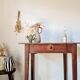 Small antique farmhouse table in wood – vintage rustic desk