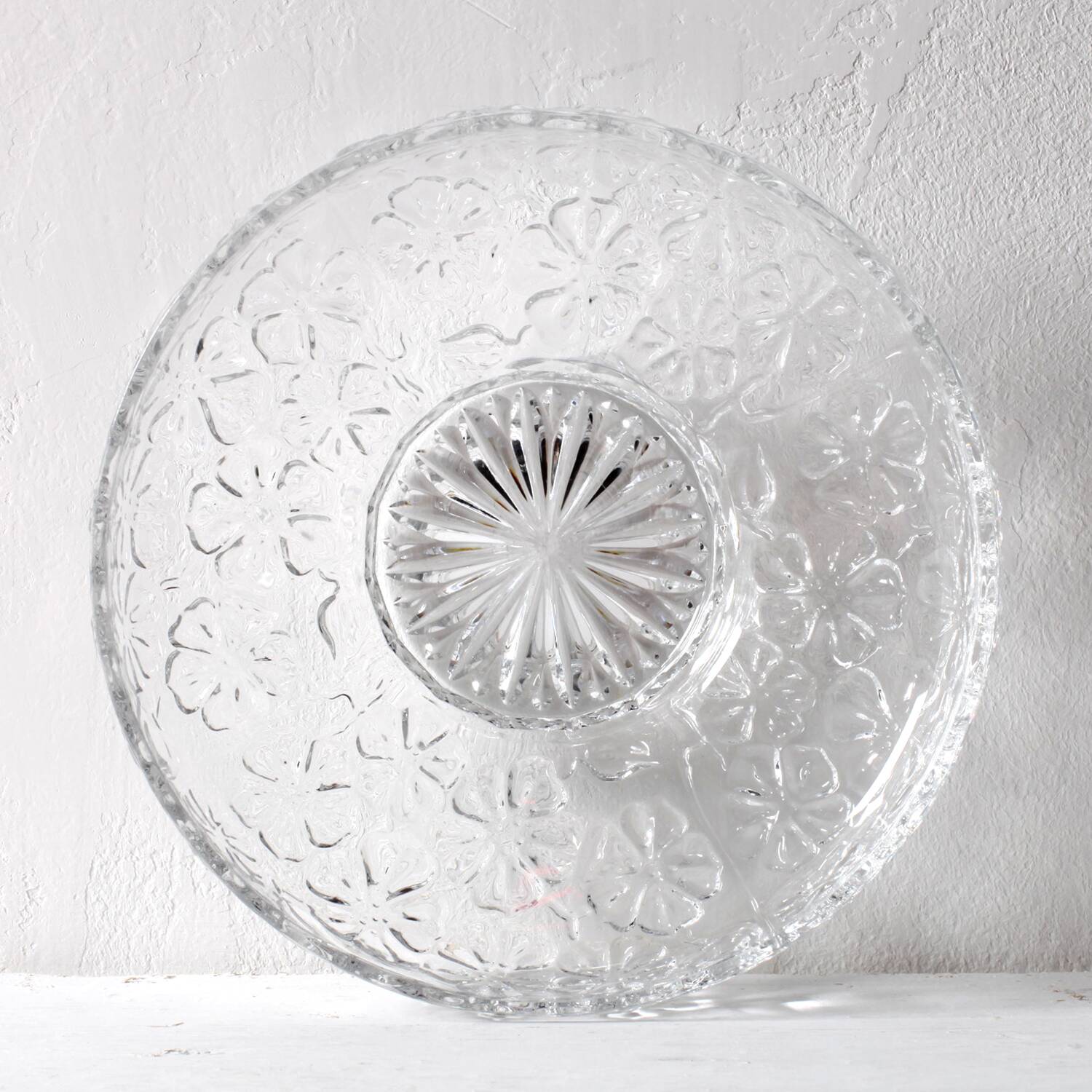 Glass Bowl: Mid-Century Floral Bohemia Plate, Sklo Union / 1960s