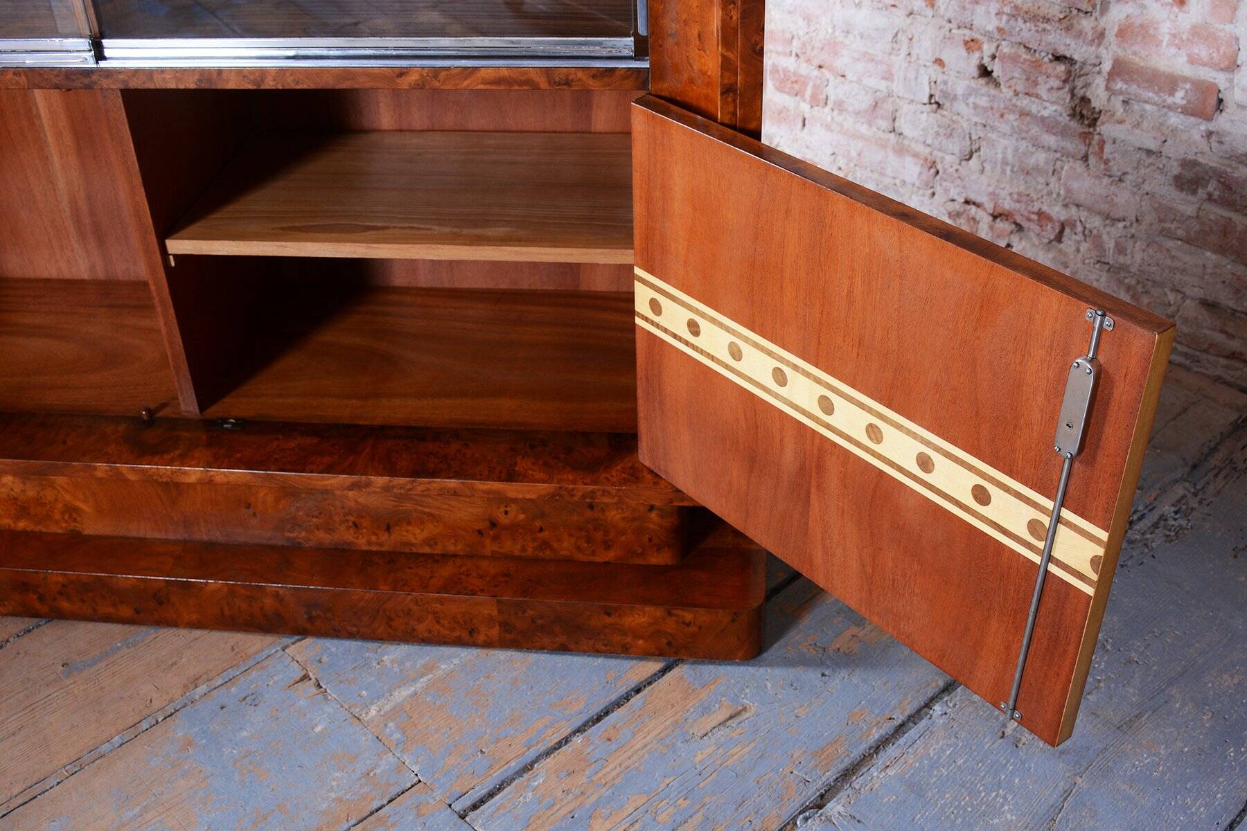 Art Deco Bookcase in Elm and Mahogany, 1920s