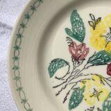 6 assiettes dessert faïence crème fleurs