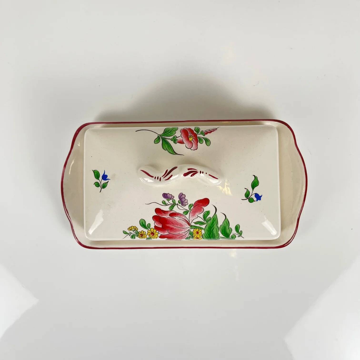 Butter dish KG Luneville model Réverbère 1950, earthenware