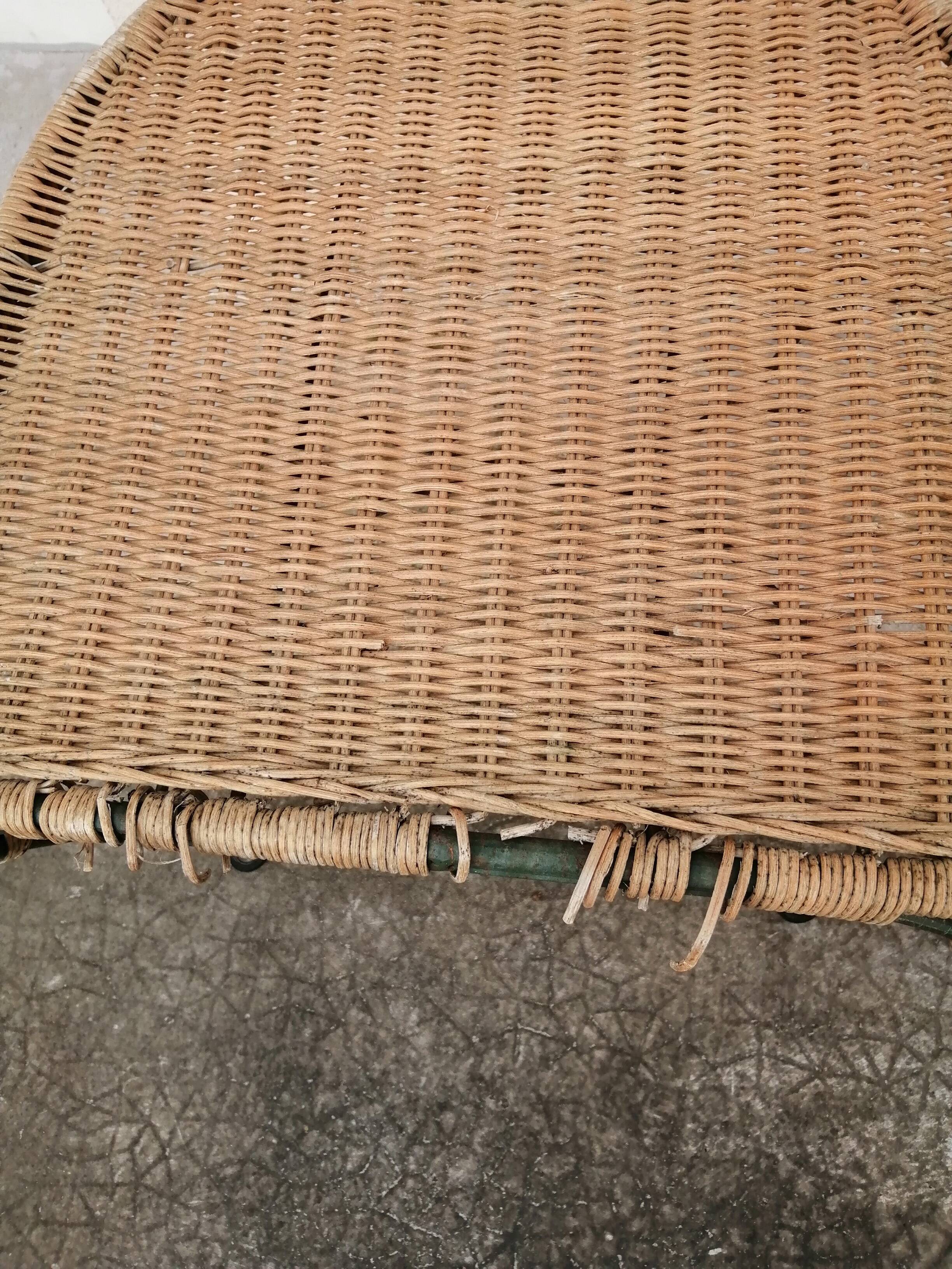 rattan chair and wrought iron