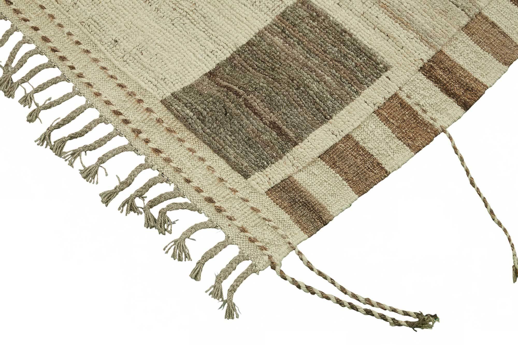 Handmade Turkish One of a Kind 228 cm x 312 cm Beige Wool Carpet