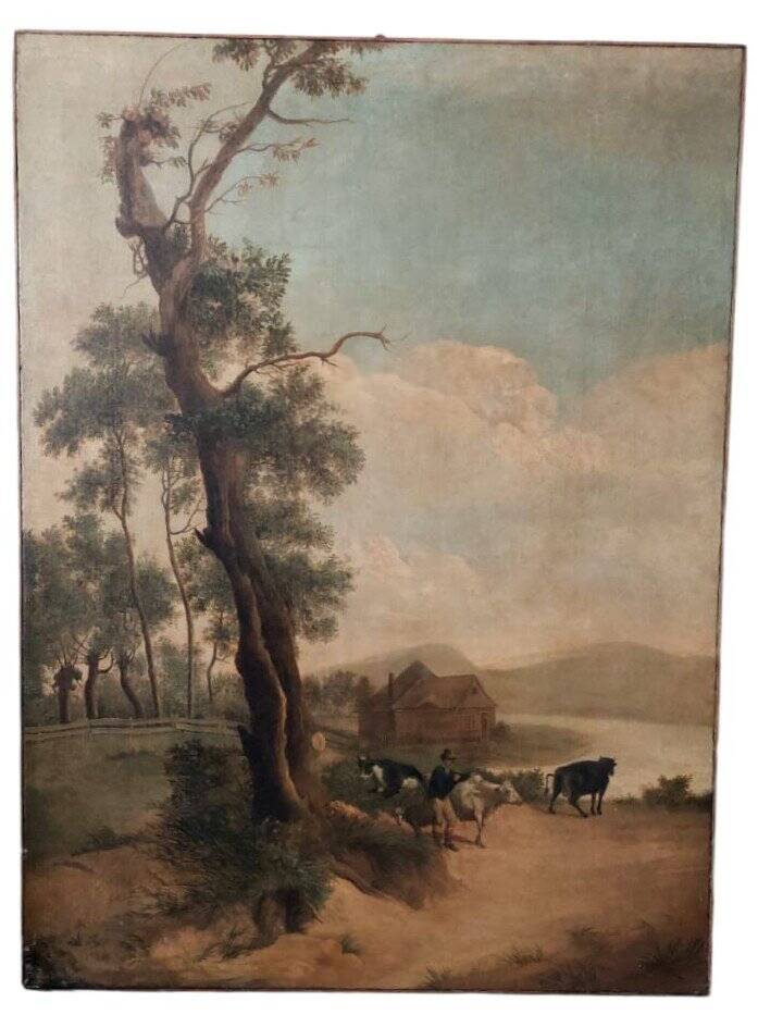 Large oil painting on canvas 2 m x 1.50 m - animated landscape - Charles Louis Verboeckhoven