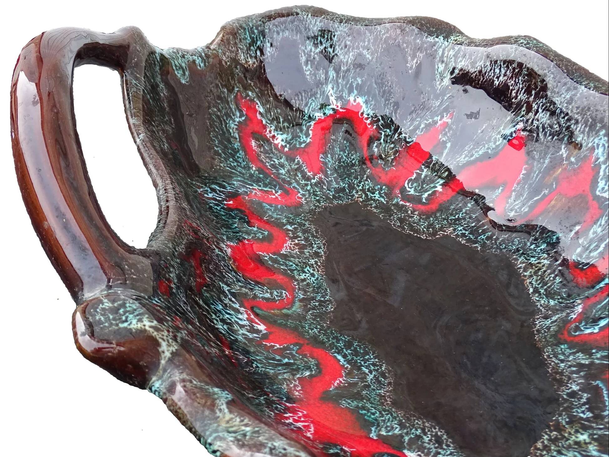 Grand bol vintage français en faïence de Vallauris avec deux anses