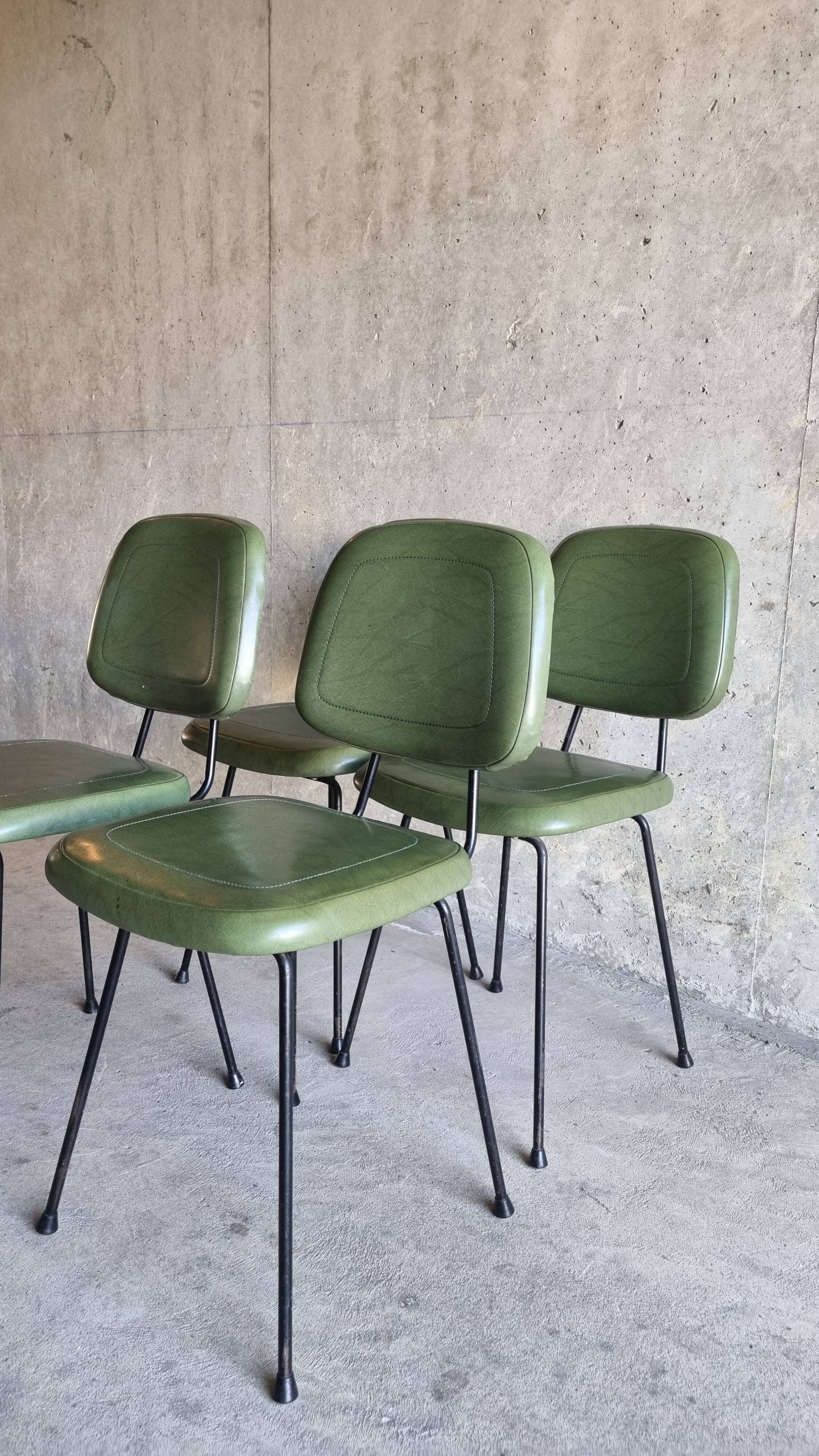 set of 4 vintage green chairs