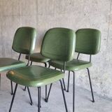 set of 4 vintage green chairs