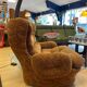 Brown velvet armchair, space age, 70s