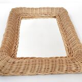 Miroir rotin vintage 1960