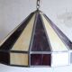 Large cream and purple tiffany style art deco pendant light