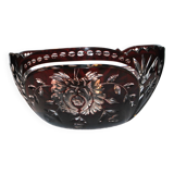 Saint-Louis Crystal Salad Bowl? Lined with Red Bordeaux Overlay Floral