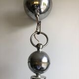 Vintage chandelier in stainless steel and molded glass – Space Age design, 1970s