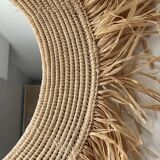 Mirror in raffia, 47 cm