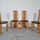 4 chaises  en cuir et bois , années 80