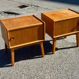 Set of 2 Danish oak bedside tables, 1940s