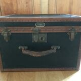 Old square travel trunk J Penet
