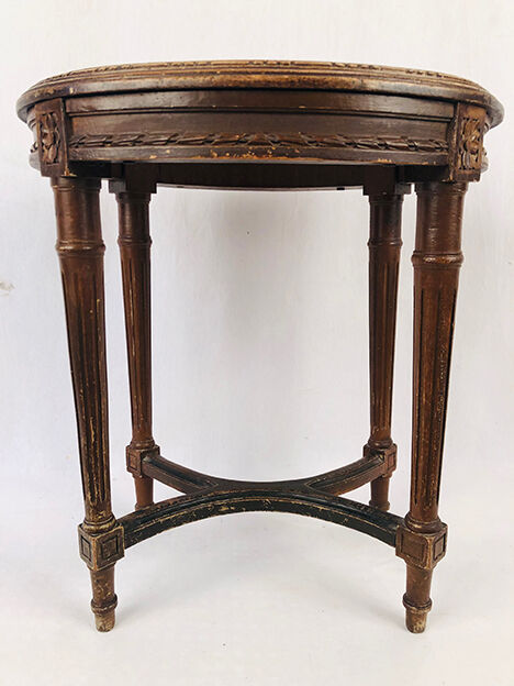 Stool in varnished natural wood Louis XVI style