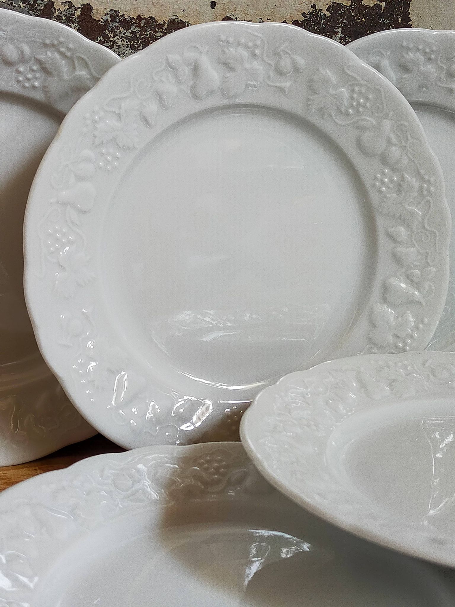 Six vintage Philippe Deshoulières Limoges California porcelain bread plates