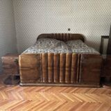 Art Deco bedroom set in walnut veneer, 1930s, set of 3