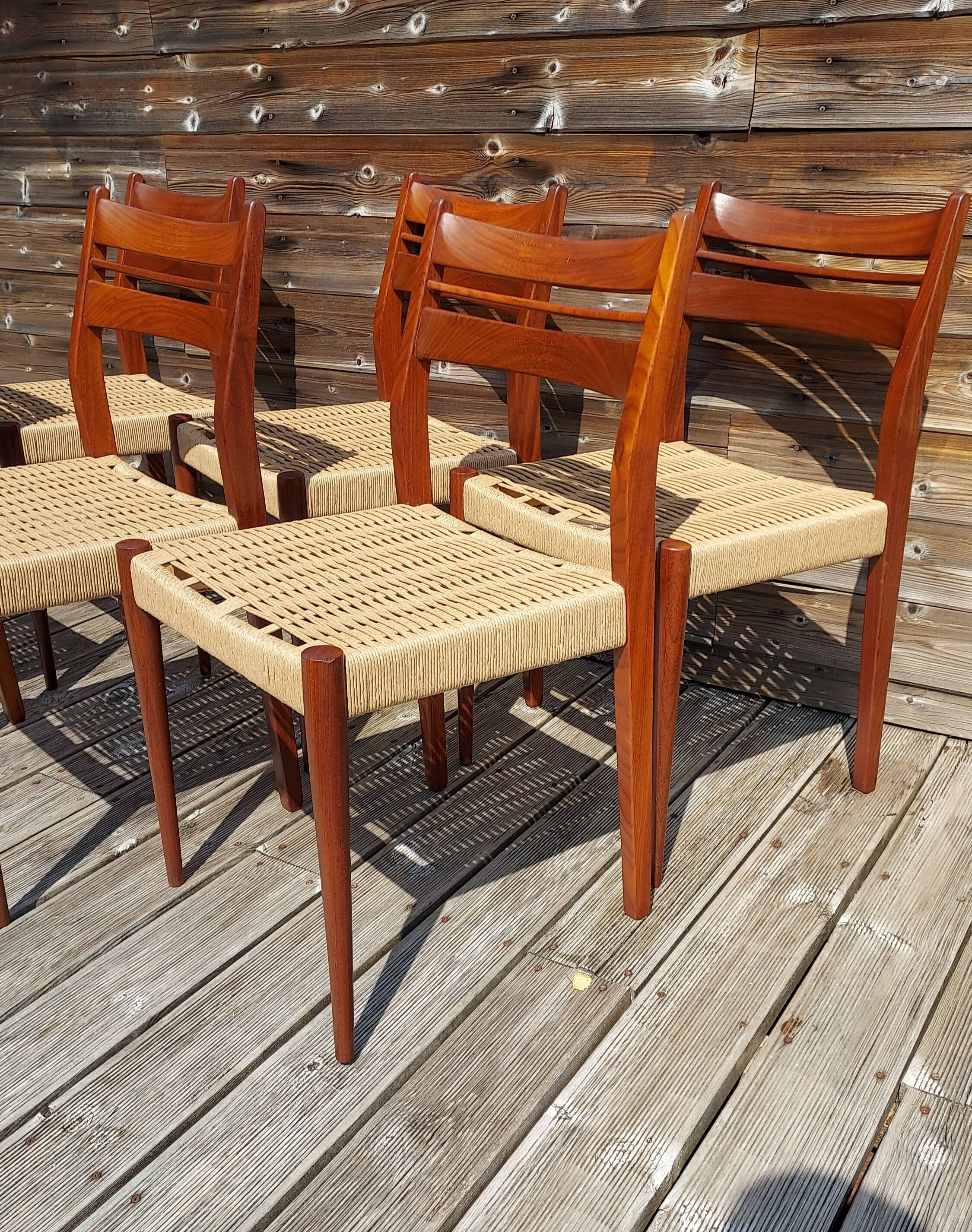 6 elegant vintage 1960s Danish rope chairs